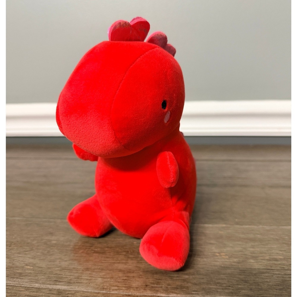Red Dinosaur Plush Stuffed Animal Toy Heart Scales Pink Shimmer